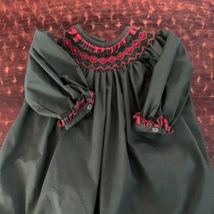 12m Hunter Green & Plaid Smocked Christmas Dress